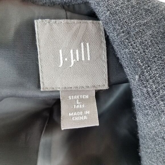 J. Jill Oversize Blazer Jacket One Button Notched Collar Gray Tweed Size Large - Picture 7 of 9